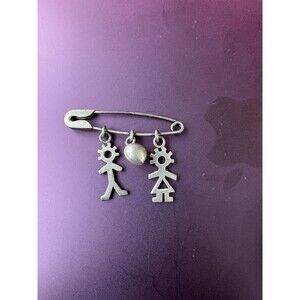 Taxco Oxidized Sterling Silver 925 Kids Family Engravable Pin  Mexico TD-109